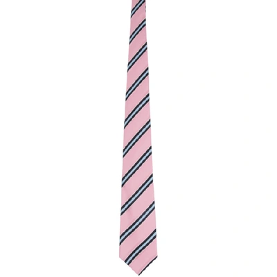 Comme Des Garçons Homme Deux Comme Des Garcons Homme Deux Pink Silk Striped Tie In 2 Lght Pnk