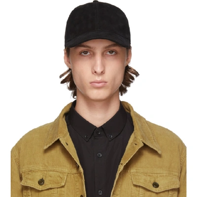 Saint Laurent Men's Suede Baseball Cap In 1000 Black