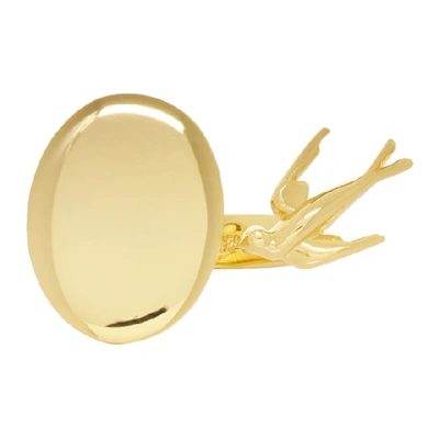 Mcq By Alexander Mcqueen Mcq Alexander Mcqueen Gold Swallow Twin Ring In 7050 Gold