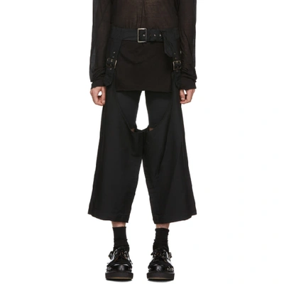 Comme Des Garçons Homme Deux Comme Des Garcons Homme Plus Black Deconstructed Pin-buckle Trousers In 1 Black