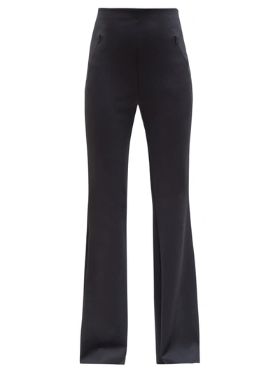 The Row Delon High-rise Scuba-jersey Flared Trousers In Dark Navy