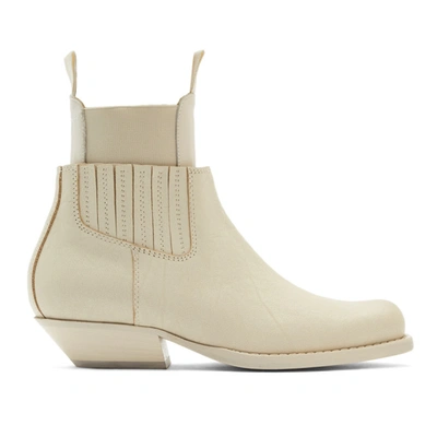 Mm6 Maison Margiela Square-toe Western Leather Ankle Boots In Neutrals