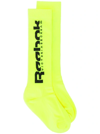 Victoria Beckham Logo Intarsia Socks In Yellow