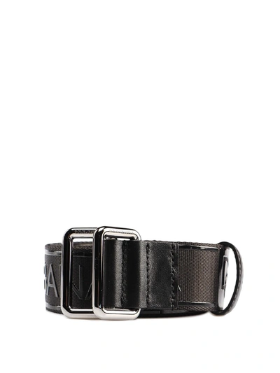 Dolce & Gabbana Logo Fabric Belt In Black