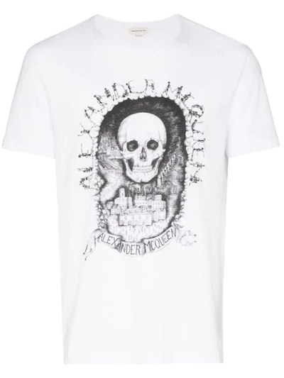 Alexander Mcqueen Skull Print Logo T-shirt In White