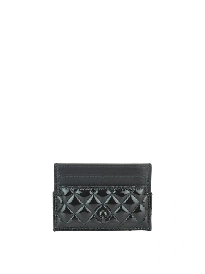 Alexander Mcqueen Patent And Leather Card Holder In Grey