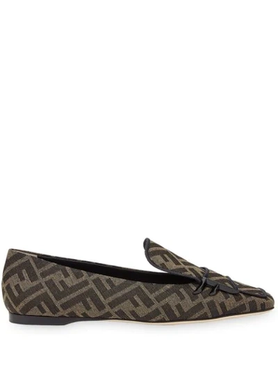 Fendi Ffreedom Square-toe Loafers In Tabacco