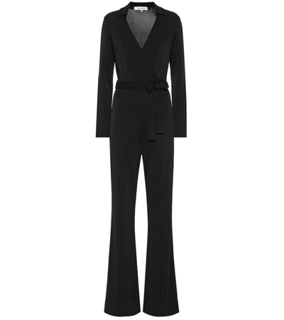 Diane Von Furstenberg Aries Jersey Shirt-bodice Jumpsuit In Black