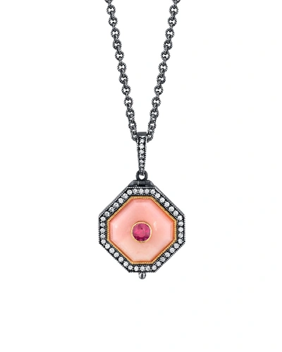 Arman Sarkisyan Diamond-trim Pink Opal Pendant Necklace In Multi