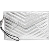 Rebecca Minkoff Leo Quilted Leather Clutch - Metallic In Silver/silver