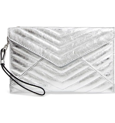 Rebecca Minkoff Leo Quilted Leather Clutch - Metallic In Silver