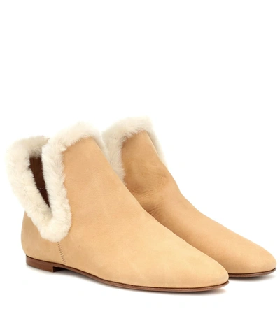 The Row Eros Suede Ankle Boots In Beige