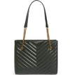 Saint Laurent Medium Tribeca Quilted Calfskin Leather Tote In Vert Fonce