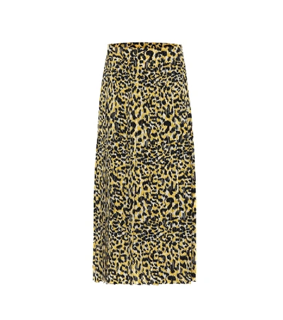 Gucci Leopard-print Silk Skirt In Beige