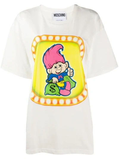 Moschino Troll Print Cotton Jersey T-shirt In White