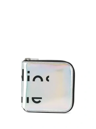 Acne Studios Holographic Zip Wallet In Silver
