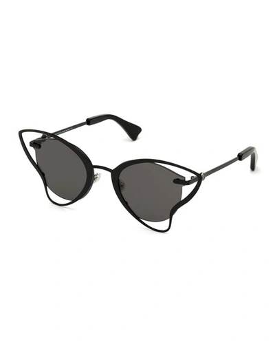 Moncler Semi-rimless Cutout Butterfly Sunglasses In Black