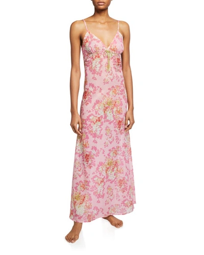 La Costa Del Algodon Saskia Long Floral-print Nightgown In Pink Pattern