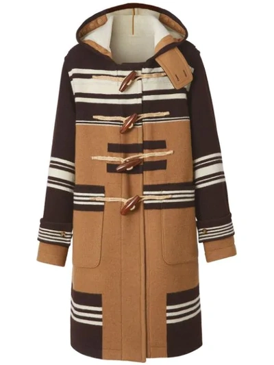 Burberry Men's Icon Stripe Wool Toggle Topcoat In Brown