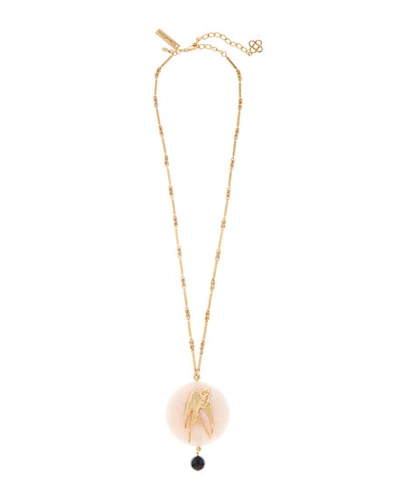 Oscar De La Renta Swallow-stone Long Pendant Necklace In Ivory