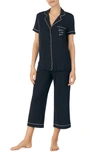 Kate Spade Goodnight Cropped Pajama Set In Black