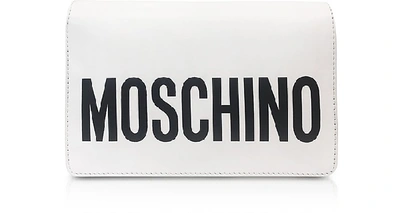 Moschino Signature Leather Shoulder Bag In White