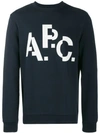 Apc Logo Crew Neck Sweatshirt In Navy
