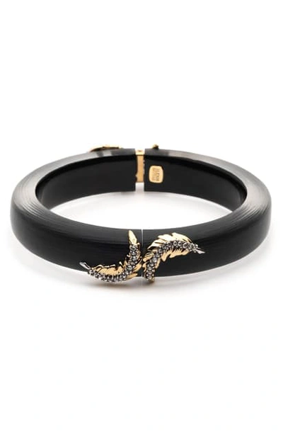 Alexis Bittar Modern Georgian Mirrored Feather Hinge Bracelet In Black/gold