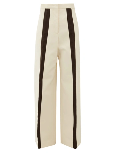 Jil Sander Striped Cotton-twill Wide-leg Trousers In Cream
