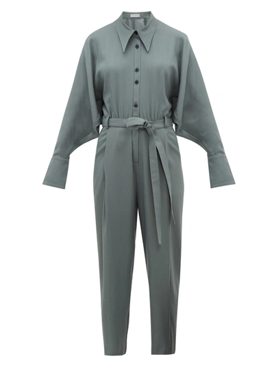 Palmer Harding Solo Point-collar Twill Jumpsuit In Grey