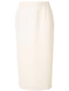 Alessandra Rich Wool-blend Bouclé Pencil Skirt In White