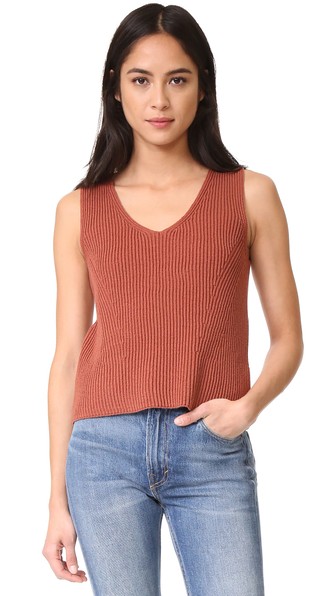 Vince Boxy Cotton Rib Tank Top In Fig | ModeSens