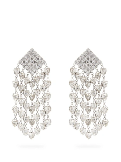 Alessandra Rich Crystal-embellished Heart-drop Clip Earrings In Not Applicable