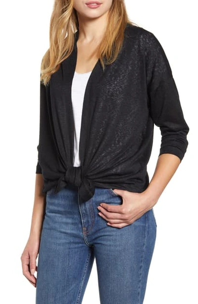 B Collection By Bobeau Cecile Tie Front Cardigan In Black