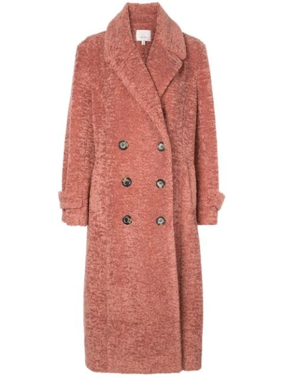 Cinq À Sept Cinq A Sept Carla Double-breasted Sherpa Coat In Rosewood