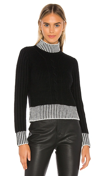 Equipment Alyonne Wool Mock Neck Sweater In True Black & Natural White