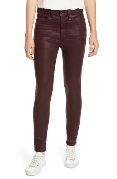 Rag & Bone Nina High-rise Ankle Skinny Jeans In Coated Wine In Coatedwine
