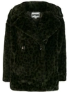 Apparis Amelia Animal Print Faux-fur Coat In Green