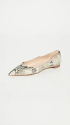 Sam Edelman Women's Sally Snake Print Pointed Toe Flats In Black Patent Leather