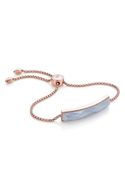 Monica Vinader Rose Gold Plated Vermeil Silver Baja Blue Lace Agate Facet Bracelet