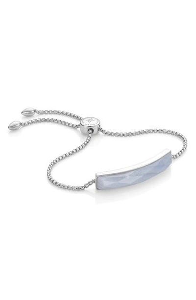 Monica Vinader Blue Lace Agate And Sterling Silver Baja Facet Friendship Chain Bracelet In Silver/ Blue Lace Agate