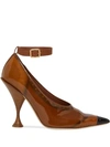 Burberry Brecon Ankle Strap Pointed Toe Pump In Brown