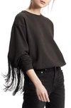 Levi's Ashley Fringe Trim Cotton Sweatshirt In Meteorite