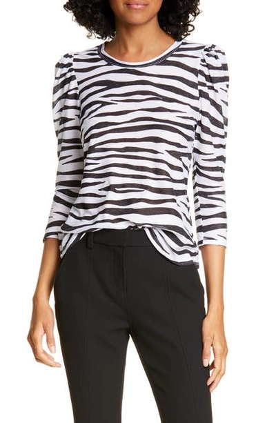 A.l.c Karlie Zebra Print Puff Sleeve Tee In White Black