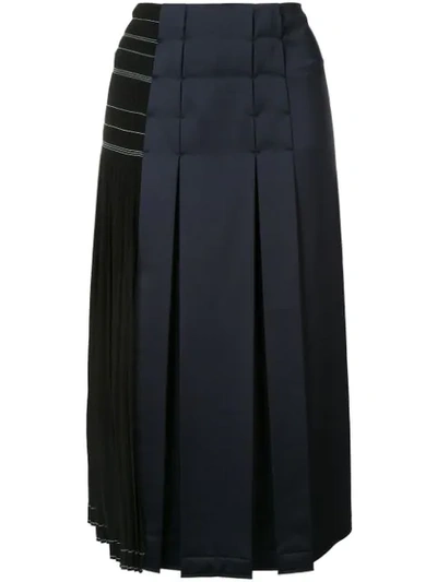 Cedric Charlier Panelled Pleated Skirt In Black