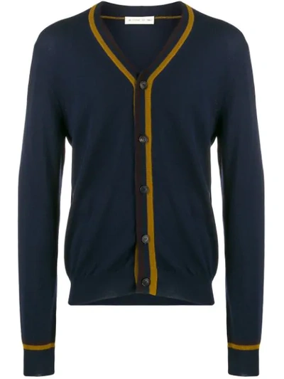 Etro Logo Trim Cardigan In Blue