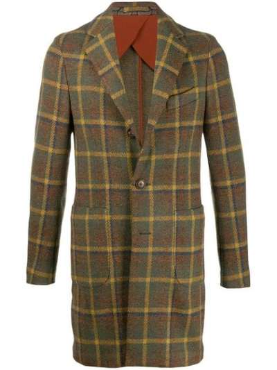 Etro Check Single-breasted Coat In 绿色