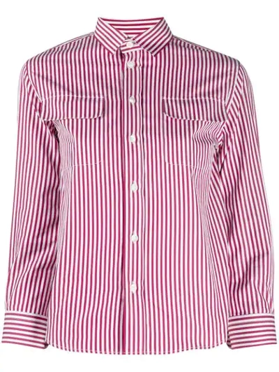 Maison Margiela Three-quarter Sleeves Striped Shirt In Maroon