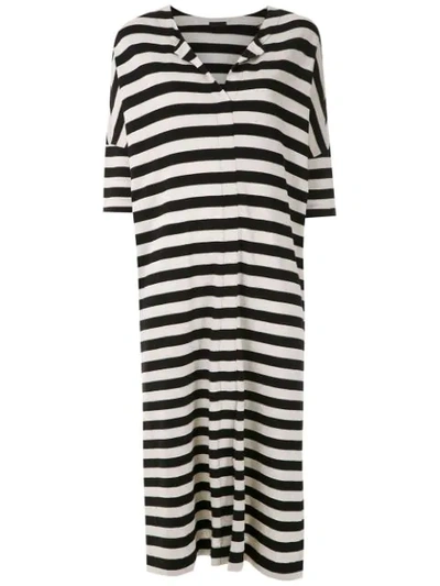 Osklen Narrow Rustic Stripe Midi Dress In Neutrals