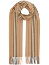 Burberry Small Icon Stripe Cashmere Scarf In Archive Beige